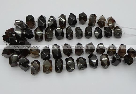 CNG5215 15.5 inches 12*16mm - 15*20mm faceted nuggets smoky quartz beads