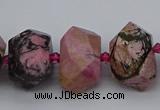 CNG5326 15.5 inches 12*16mm - 15*20mm faceted nuggets rhodonite beads