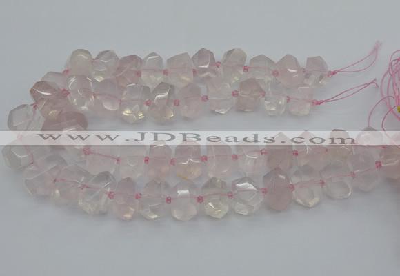 CNG5366 15.5 inches 12*16mm - 15*20mm faceted nuggets rose quartz beads