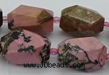 CNG5421 15.5 inches 12*16mm - 15*25mm faceted nuggets rhodonite beads