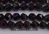 CNG5501 15.5 inches 6mm faceted nuggets black agate beads