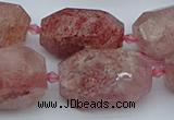 CNG5552 15*20mm - 18*28mm faceted nuggets strawberry quartz beads