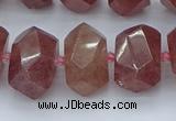 CNG5584 12*16mm - 15*20mm faceted nuggets strawberry quartz beads