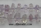 CNG5600 15.5 inches 6*16mm - 8*18mm faceted nuggets amethyst beads