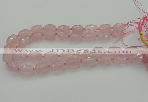 CNG5608 15.5 inches 10*14mm - 13*18mm faceted nuggets rose quartz beads