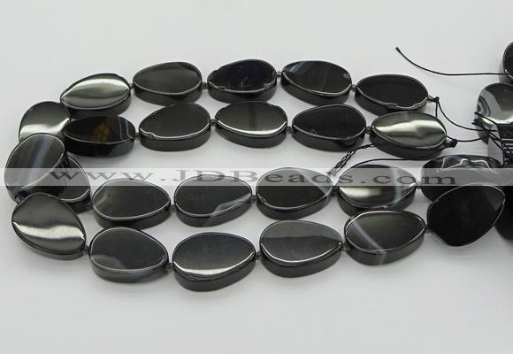 CNG5618 15.5 inches 22*30mm freeform black agate gemstone beads