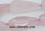 CNG5630 15.5 inches 15*35mm - 18*45mm faceted teardrop rose quartz beads