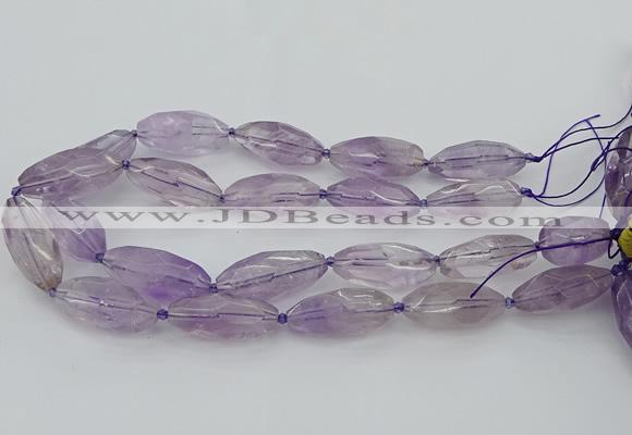 CNG5651 15.5 inches 15*35mm - 18*40mm faceted rice amethyst beads