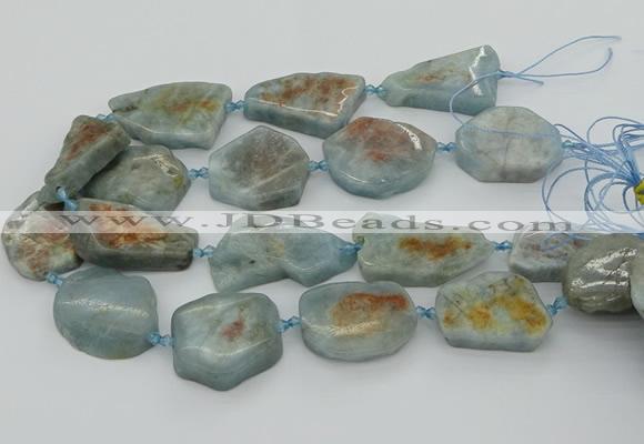 CNG5673 15.5 inches 25*35mm - 30*40mm freeform aquamarine beads