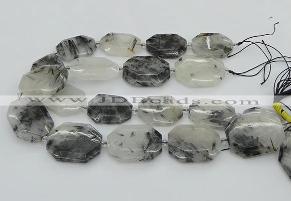 CNG5687 20*30mm - 35*45mm faceted freeform black rutilated quartz beads