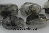 CNG5695 12*16mm - 15*25mm faceted nuggets black rutilated quartz beads