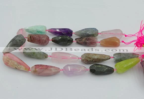 CNG5741 15*35mm - 18*45mm faceted teardrop mixed gemstone beads