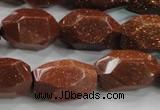 CNG581 15.5 inches 13*22mm faceted nuggets goldstone beads