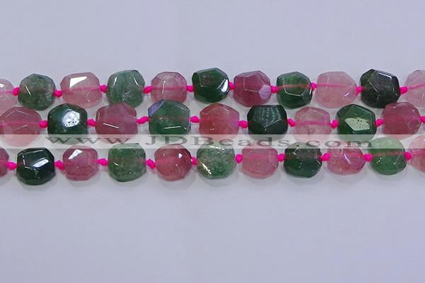 CNG5822 10*12mm - 10*14mm faceted freeform mixed strawberry quartz beads