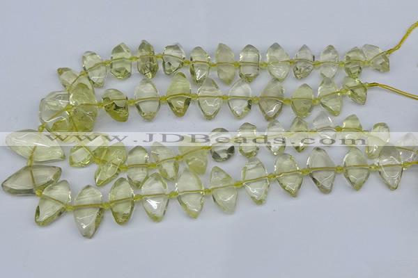 CNG5826 15.5 inches 8*18mm - 13*30mm freeform lemon quartz beads