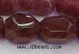 CNG5847 16*22mm - 18*25mm faceted nuggets strawberry quartz beads