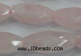 CNG587 15.5 inches 15*33mm faceted nuggets rose quartz beads