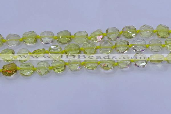 CNG5880 15.5 inches 10*12mm - 10*14mm faceted freeform lemon quartz beads