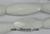 CNG591 12*30mm - 13*32mm faceted rice white porcelain nugget beads