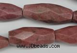 CNG592 13*30mm - 15*40mm faceted rice rhodochrosite nugget beads