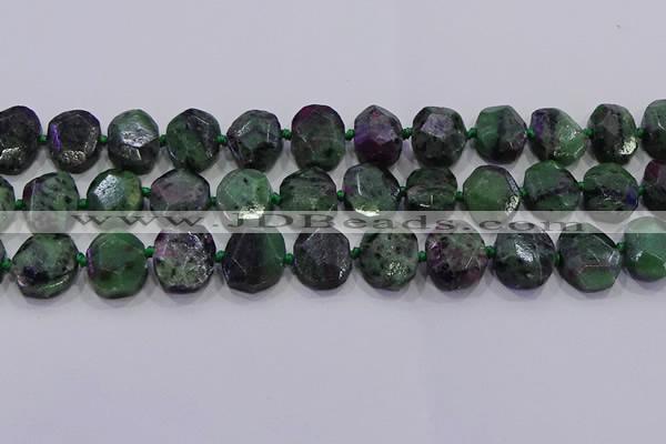 CNG5947 10*14mm - 12*16mm faceted freeform ruby zoisite beads