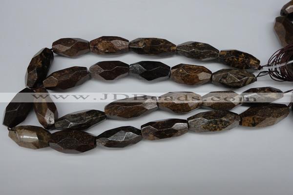 CNG599 13*28mm - 15*34mm faceted rice bronzite nugget beads