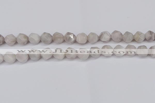 CNG6021 15.5 inches 12mm faceted nuggets grey crazy agate beads