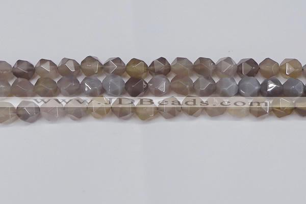 CNG6023 15.5 inches 12mm faceted nuggets grey agate beads