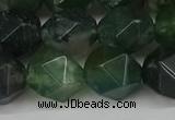 CNG6026 15.5 inches 12mm faceted nuggets moss agate beads