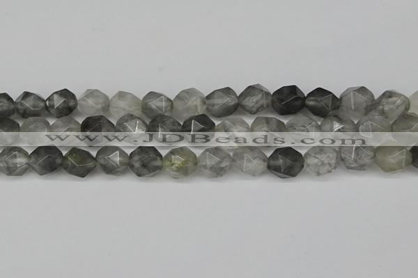 CNG6029 15.5 inches 12mm faceted nuggets cloudy quartz beads