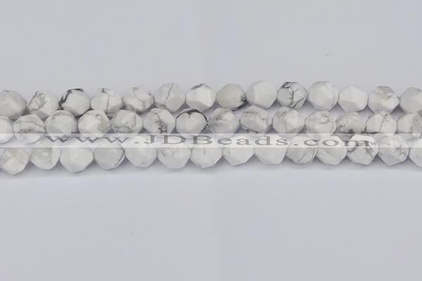 CNG6033 15.5 inches 12mm faceted nuggets white howlite beads