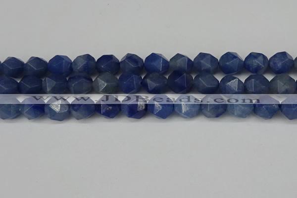 CNG6036 15.5 inches 12mm faceted nuggets blue aventurine beads