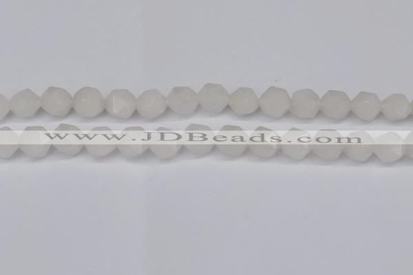 CNG6043 15.5 inches 12mm faceted nuggets white jade beads