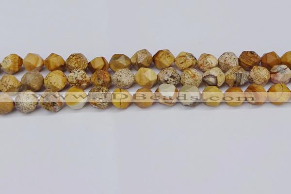 CNG6050 15.5 inches 12mm faceted nuggets picture jasper beads