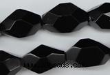 CNG606 12*20mm – 14*24mm faceted nuggets black agate beads