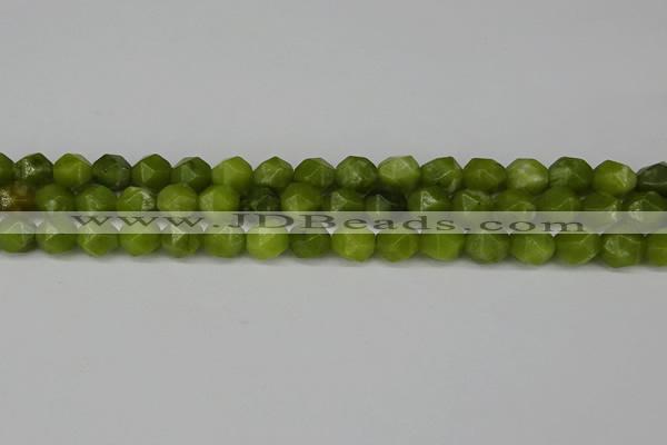 CNG6114 15.5 inches 8mm faceted nuggets lemon jade beads