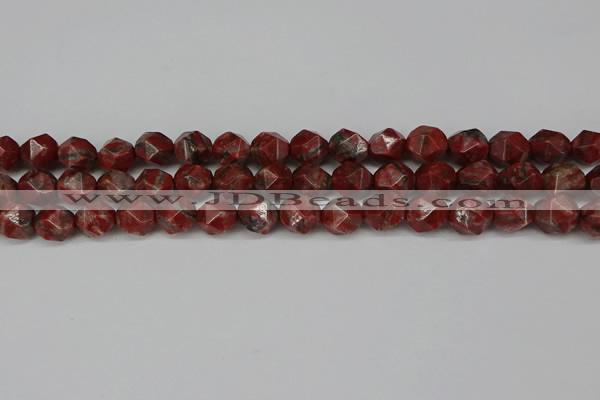 CNG6123 15.5 inches 8mm faceted nuggets brecciated jasper beads