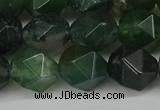 CNG6154 15.5 inches 10mm faceted nuggets moss agate beads