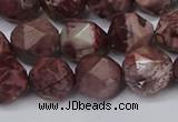 CNG6200 15.5 inches 10mm faceted nuggets red artistic jasper beads