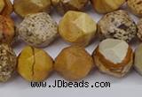 CNG6201 15.5 inches 10mm faceted nuggets picture jasper beads