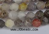 CNG6221 15.5 inches 6mm faceted nuggets silver needle agate beads