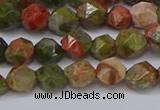 CNG6254 15.5 inches 6mm faceted nuggets unakite beads wholesale