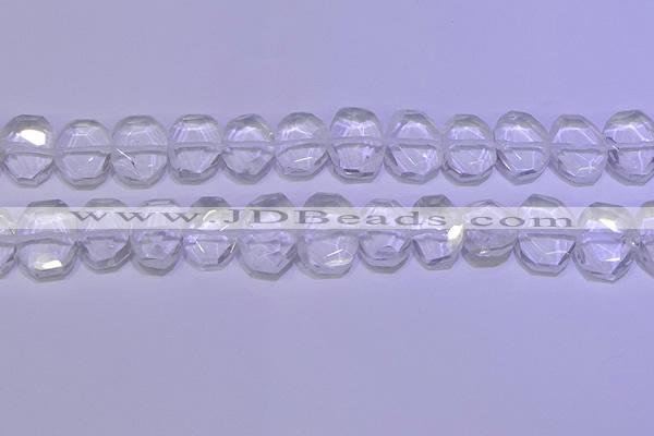 CNG6300 13*18mm - 15*20mm faceted freeform white crystal beads