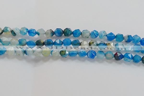 CNG6525 15.5 inches 8mm faceted nuggets line agate beads