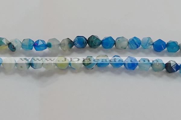 CNG6526 15.5 inches 10mm faceted nuggets line agate beads