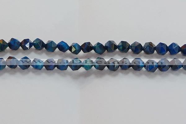 CNG6540 15.5 inches 10mm faceted nuggets blue tiger eye beads