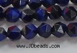 CNG6542 15.5 inches 6mm faceted nuggets blue tiger eye beads