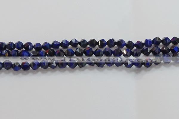 CNG6542 15.5 inches 6mm faceted nuggets blue tiger eye beads