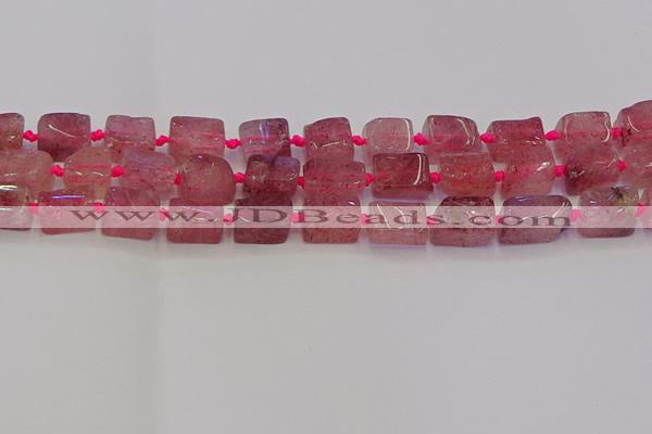 CNG6930 15.5 inches 5*8mm - 8*12mm nuggets strawberry quartz beads