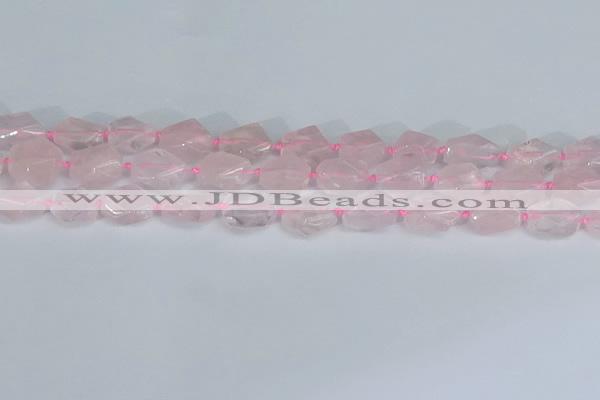 CNG7131 15.5 inches 6*10mm - 10*14mm faceted nuggets rose quartz beads